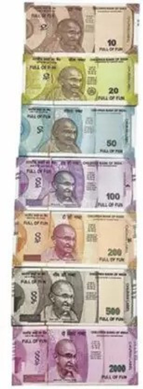 4GX Combo (8 Each x 6=48 Nakli Note) Playing Indian Currency Notes for Fun Paper Kids churan wale Note (Nakli Note-10,20,50,100,200,500 ) Children Currency Gag Toy(Multicolor)