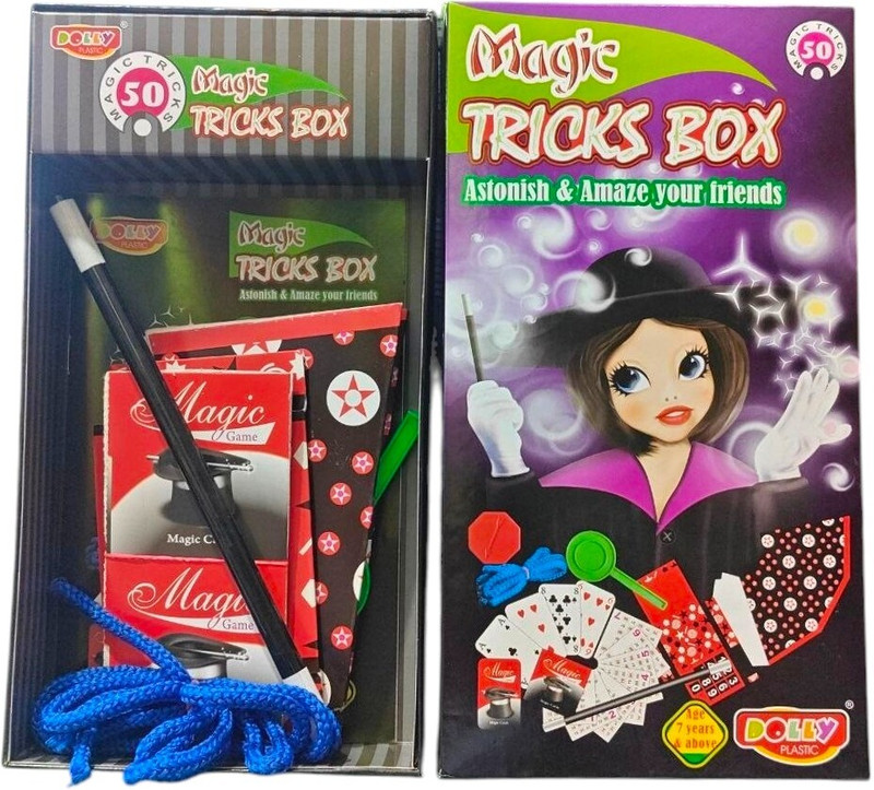 SARASI Magic Show Kit for Kids with Cards Cups Rope Wand 100 Fun Tricks Game Set Magic Gag Toy