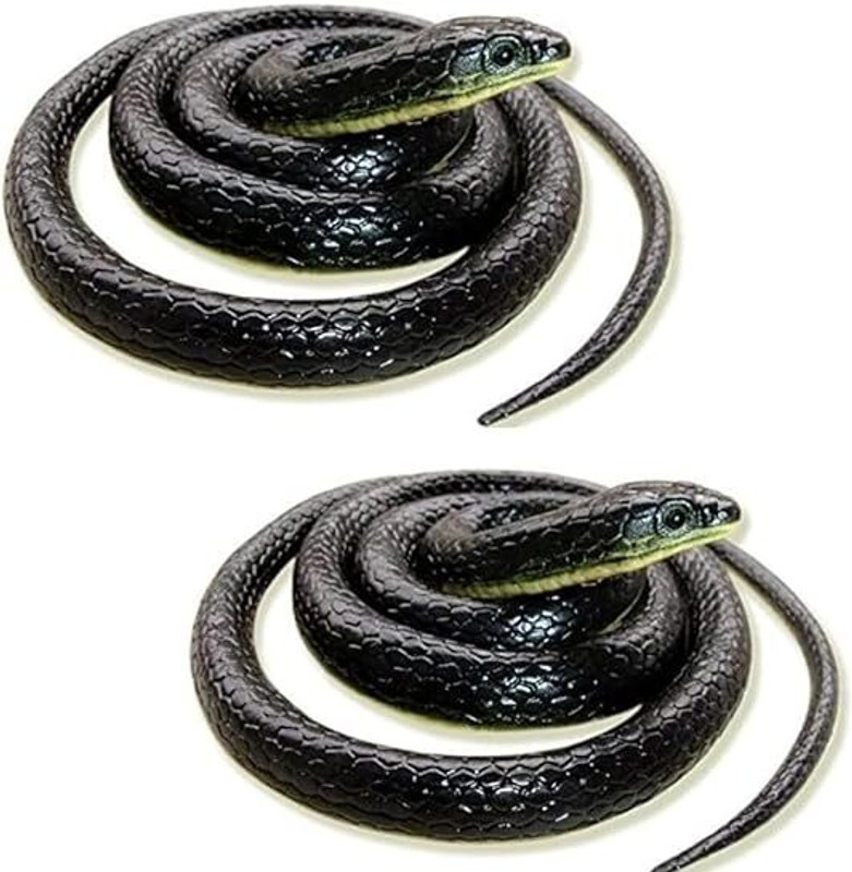 DMCART Artificial Rubber Snake Toy Realistic Prank Toy Garden Repellent Set 2 SNAKE Gag Toy(Black)