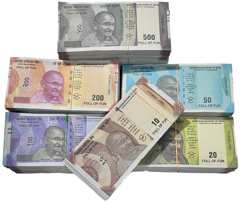 Zinnia (600 Fake Note) Playing Learn Money Skills Fake Money Indian Currency Nakli Note Fidget Toy Gag Toy(Multicolor)
