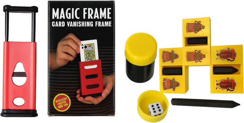 NOWAIT Super Fun Tricks Magic Combo finger cutter, frame, dice dabi, pencil cutt finger cutter, magic frame, dice dabi, pencil cutter Gag Toy(Multicolor)