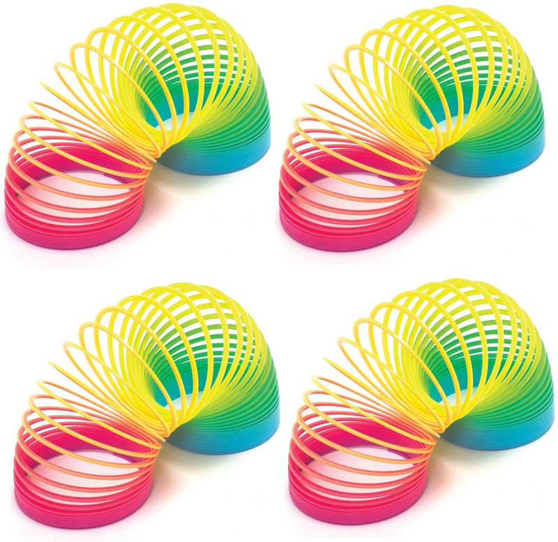 Humaira Rainbow Magic Spring Bouncy Stretchy Expandable Slinkey Toy for Kids (Pack of 4) Spring Toy Gag Toy(Multicolor)