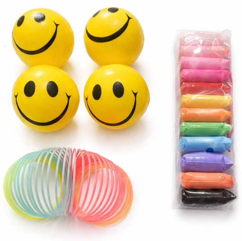 anmolenterprises Kids Toy Combo Set Smiley Balls Rainbow Spring & Colorful Clay Pack gang toys Gag Toy(Multicolor)