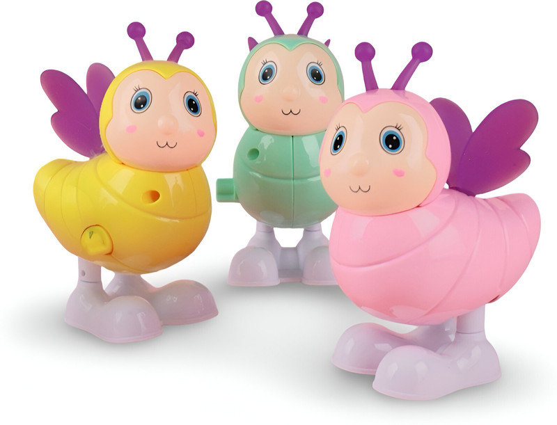 HAPPY CHAPPIE Jumping Bee Animal Key Operated Wind Up Toys For Kids Funny Colorful Moving Toys For Toddlers 3 - 12 Months (Set Of 3) Gag Toy(Multicolor)