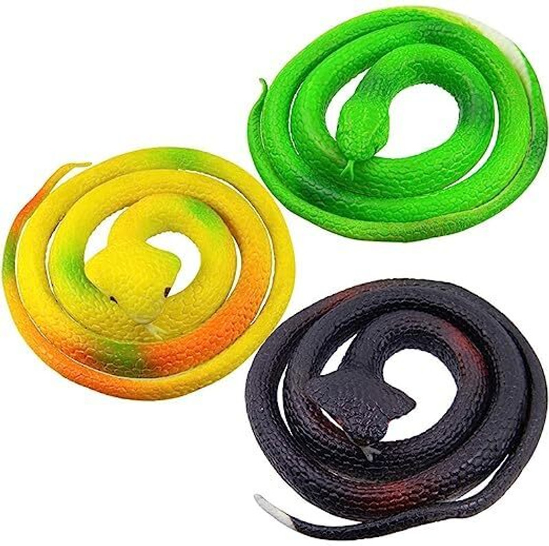 CJ CHILDREN'SJOY Realistic Rubber Cobra Black Green Yellow Elapid Fake Snake Figure Snake Gag Toy(Multicolor)