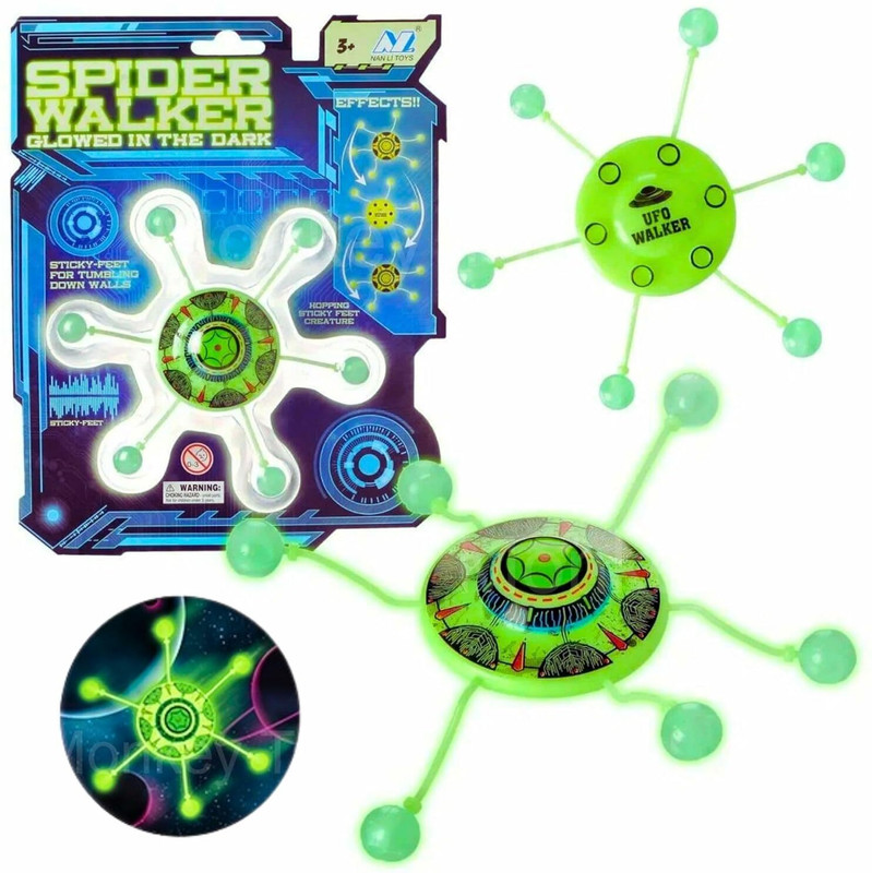 Birthday Popper Spider Walker UFO Wall Crawler Toy Wall Crawler / Sticky Toy Gag Toy(Multicolor)
