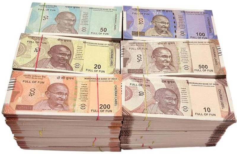 Zinnia Dummy Currency notes for kids 100 Each Fake notes for kids and dummy notes Money Fidget Toy Gag Toy(Multicolor)