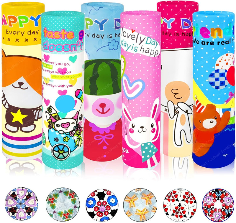 FunBlast Kaleidoscope for Kids, (Pack of 6) Best Birthday Return Gifts for Kid, Magical K Magic Wind up Butterflies Toys Gag Toy