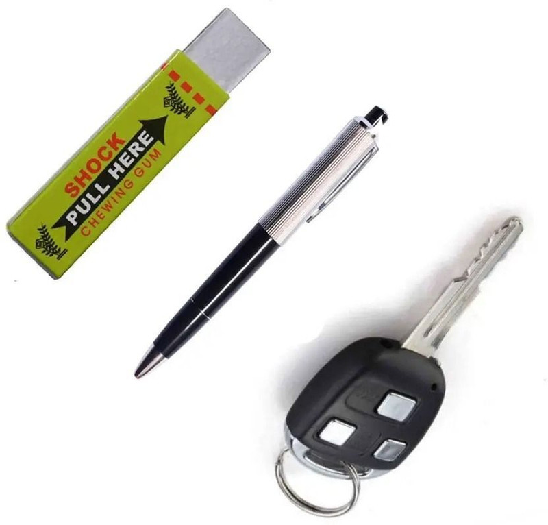 Teqbot shock prank gag toy key pen chewing gum& key 3in 1 combo pek Prank Joke Trick toy Gag Toy(Multicolor)