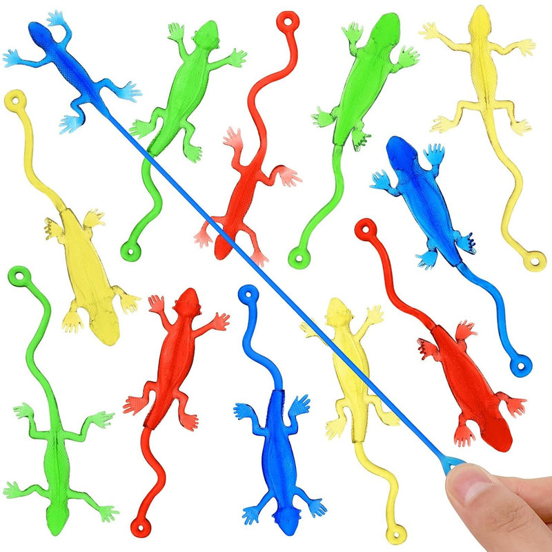 BRAND HOME 10 Pcs Stretchy Sticky Lizards Creative Elastic Climb Wall Animal Toys for Kids Sticky Lizard Gag Toy(Multicolor)