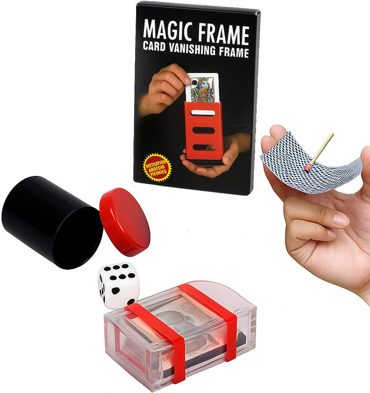 vkmart Ultimate Premium Magic Trick Box magic frame, dice dabi, note box, card stick magic frame, dice dabi, note box, card stick Gag Toy(Multicolor)