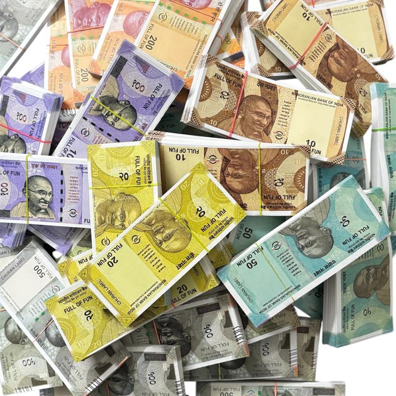 Foxgrow Fake Toy Currency Set for Kids , Dummy Rupee Notes for Learning Fake Notes, Nakli Notes, ,100 Units Each Denomination, 10, 20, 50, 100, 200, 500 Gag Toy(Multicolor)