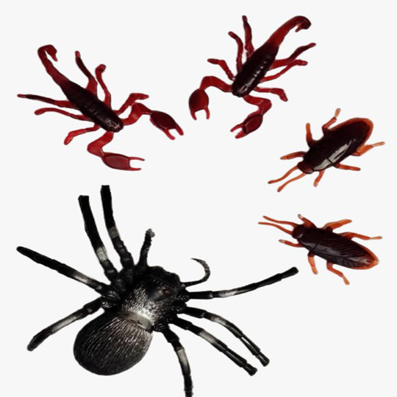 VEDY Spider Terror Combo Pack 1 Big Spider 2 Red Cockroaches,2 Red Scorpions Realistic Prank Toy Gag Toy(Multicolor)