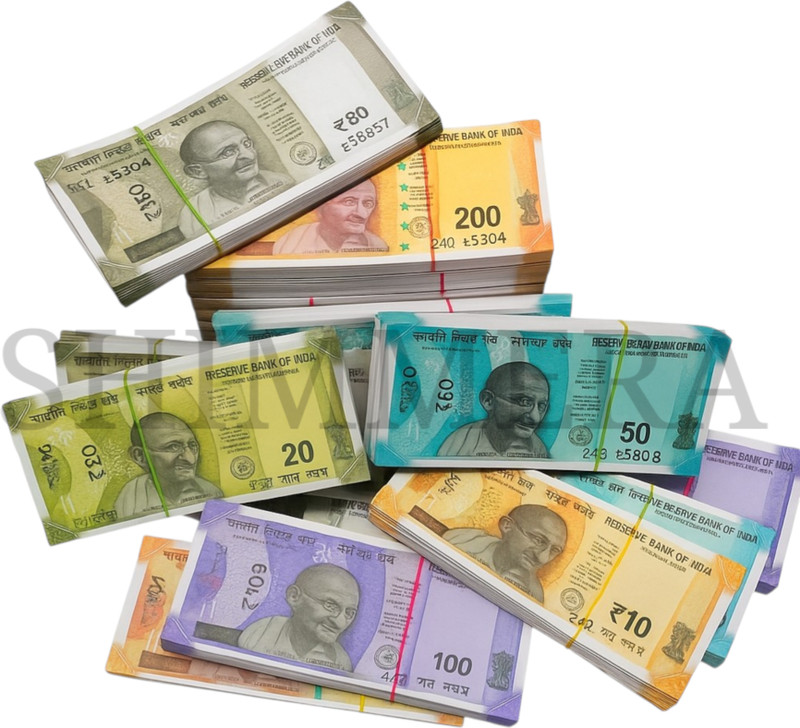 SHIMMERA Nakli Note (150 Pcs) | Kids Educational Play Money Set | Modern Denomination Dummy Notes (₹10 to ₹500) | Shopkeeper Game & Math Learning Toy Gag Toy(MUTICOLOUR)