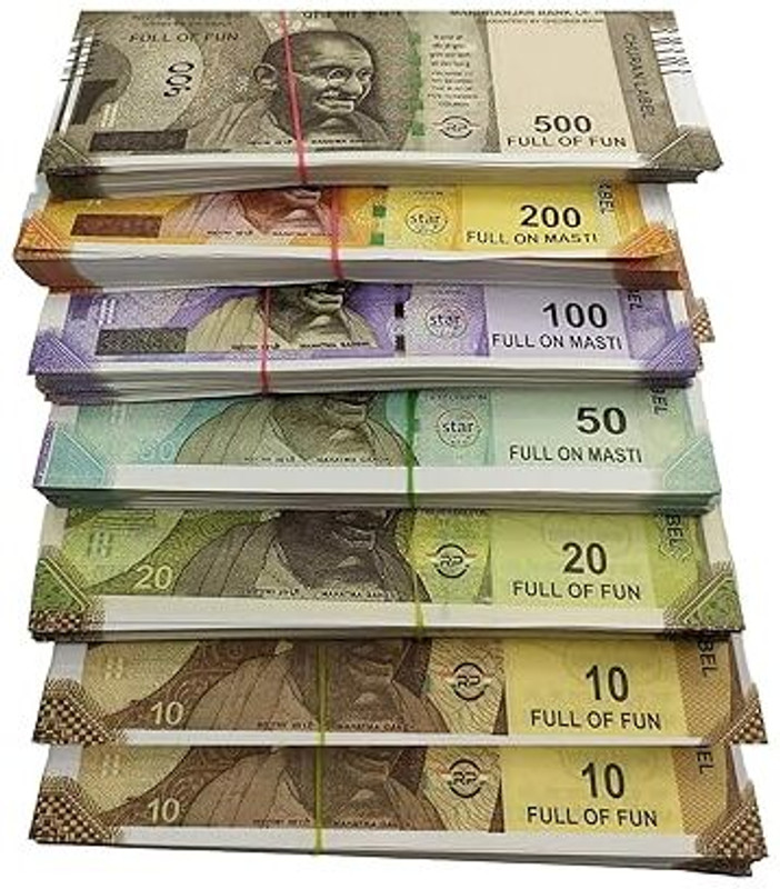 LUMINASHINY Money Currency Notes |Fake Indian Currency for Board Games, Party Games,Teaching 200 ,500 Artificial Currency Playing Learn Skills Fake Money Fidget Toy Gag Toy(Multicolor)