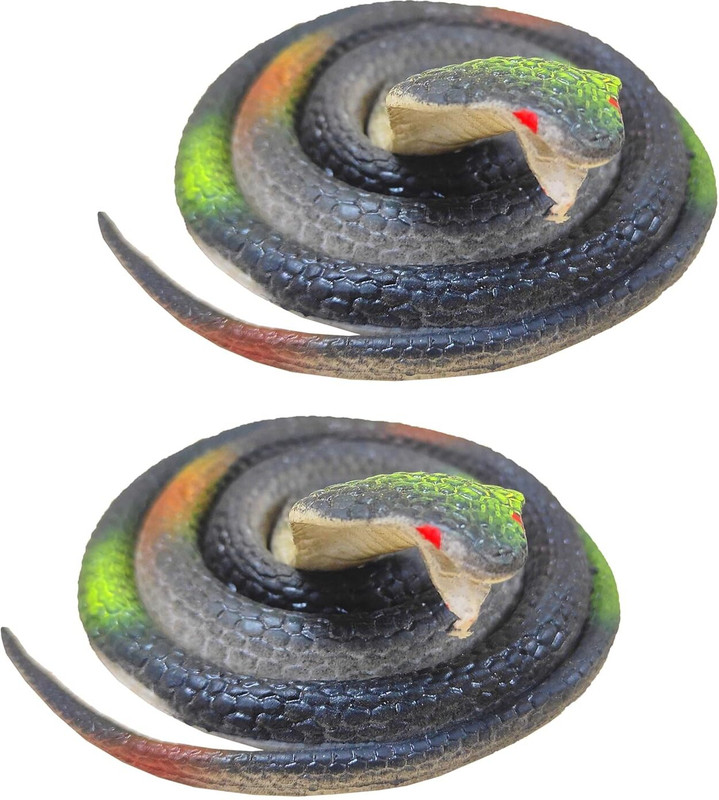 CJ CHILDREN Rubber Snakes Perfect Prank Toy for Kids and Adults -(28 Inch Long) - Pack of 2(Multicolor)