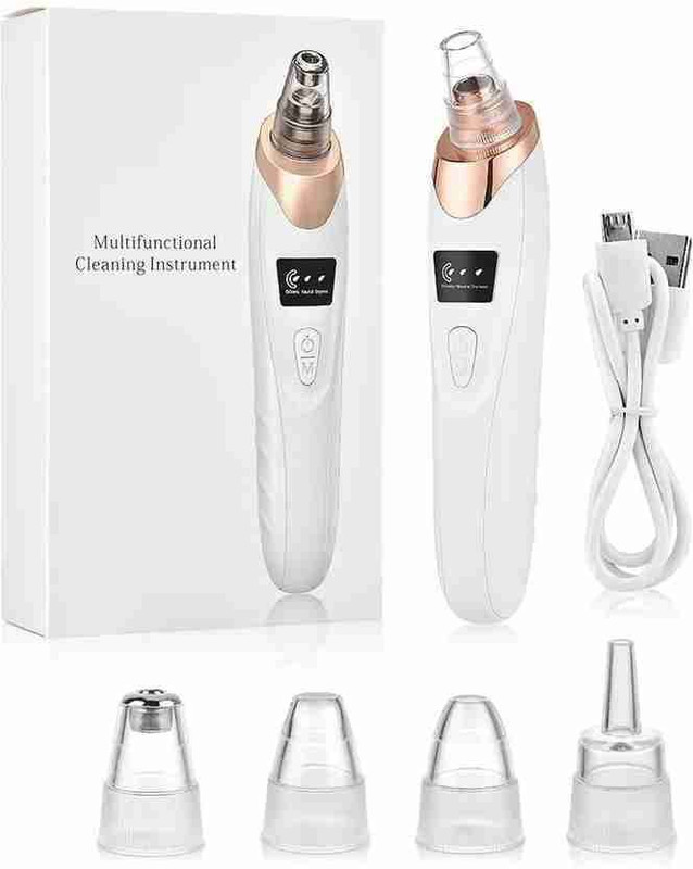 VLOXSTAR 5IN1 Electric Blackhead Remover | USB Rechargeable Pore Vacuum Cleaner-WHITE Portable Galvanic Facial Machine