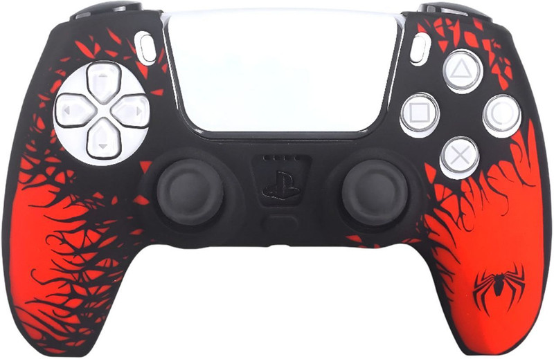 HICLE Engrave Silicone Cover for PS5 Controller Anti-Slip Soft Grip with Spider Design  Gamepad(White, For PS5)