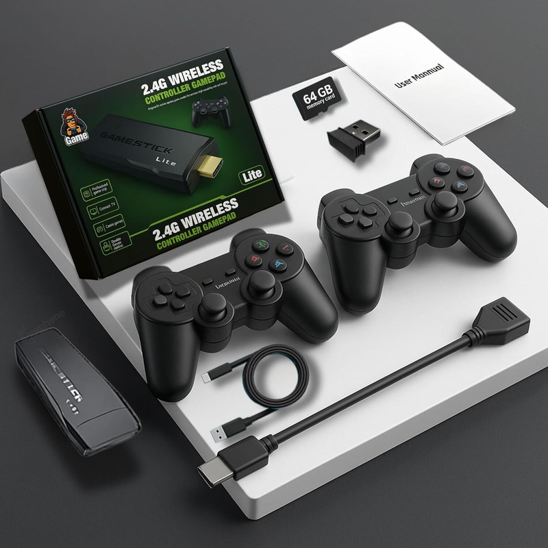Ax02 Game Stick 4K wireless Console Built-in 15k+ Classic Games HDMI Dual Player 25th Anniversary Edition(Code in the Box - for Switch)