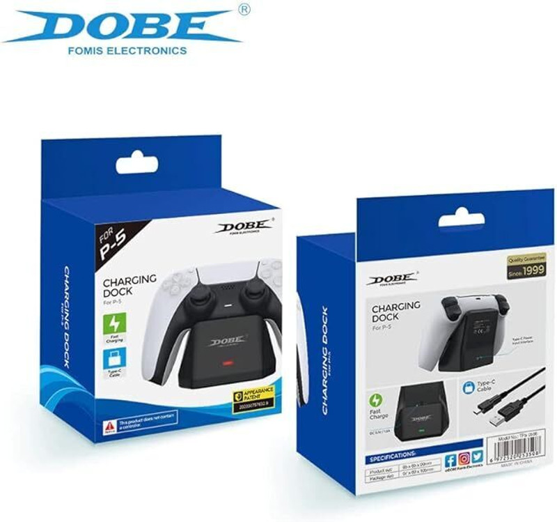 HG WORLD Dobe DualSense Wireless Controller Charging Dock With High-Speed Charge P5-0586 USB  Gamepad(Type-C Cable, Vertical Stand, Durable Build, LED Indicator, PlayStation Gaming Accessory, For PS5)