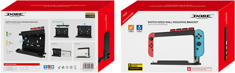 HG WORLD Dobe Dock Wall Mounting Bracket For Nintendo Switch Wall Mount OLED & V2 Console  Gamepad(TNS-3118, Durable & Secure Console Holder, Best NS Gaming Accessory, Easy Installation, For Switch)
