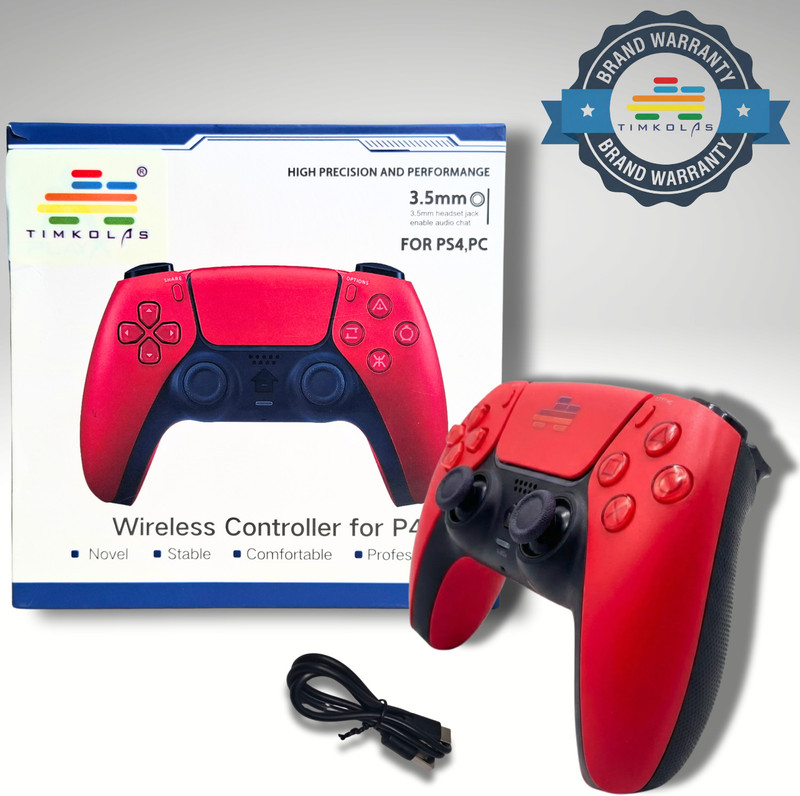 Timkolas PS4 Compatible Z1 Gaming Series Wireless Controller PC & Cloud Gaming Support_27 Bluetooth  Gamepad(Red, For PC, PS4, Windows 10)