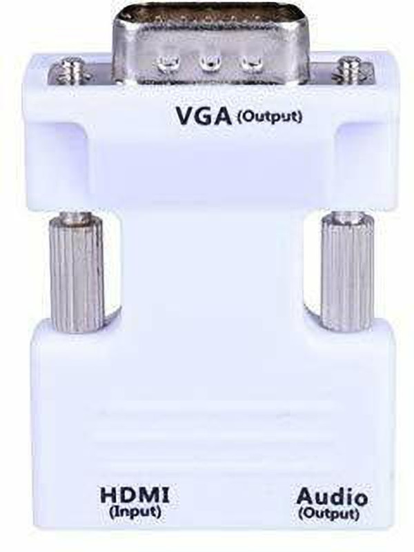 Tobo HDMI Female to VGA Male Converter 3.5mm Stereo Audio Portable Connector TD-476H  Gaming Accessory Kit(White, For PC)