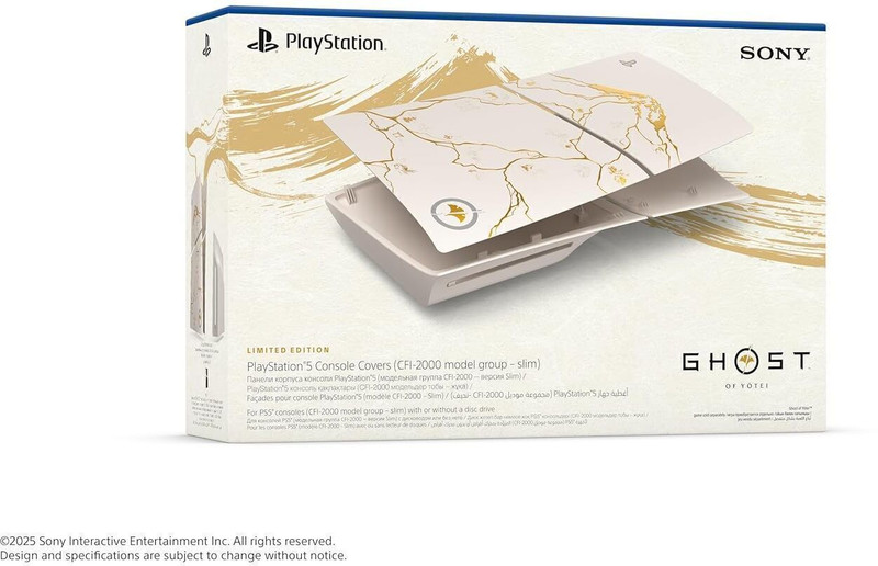 Playstation Console Covers – Ghost of Yōtei Limited Edition PS5 Slim Disc/Digital Faceplates  Gaming Accessory Kit(Gold, White, For PS5)