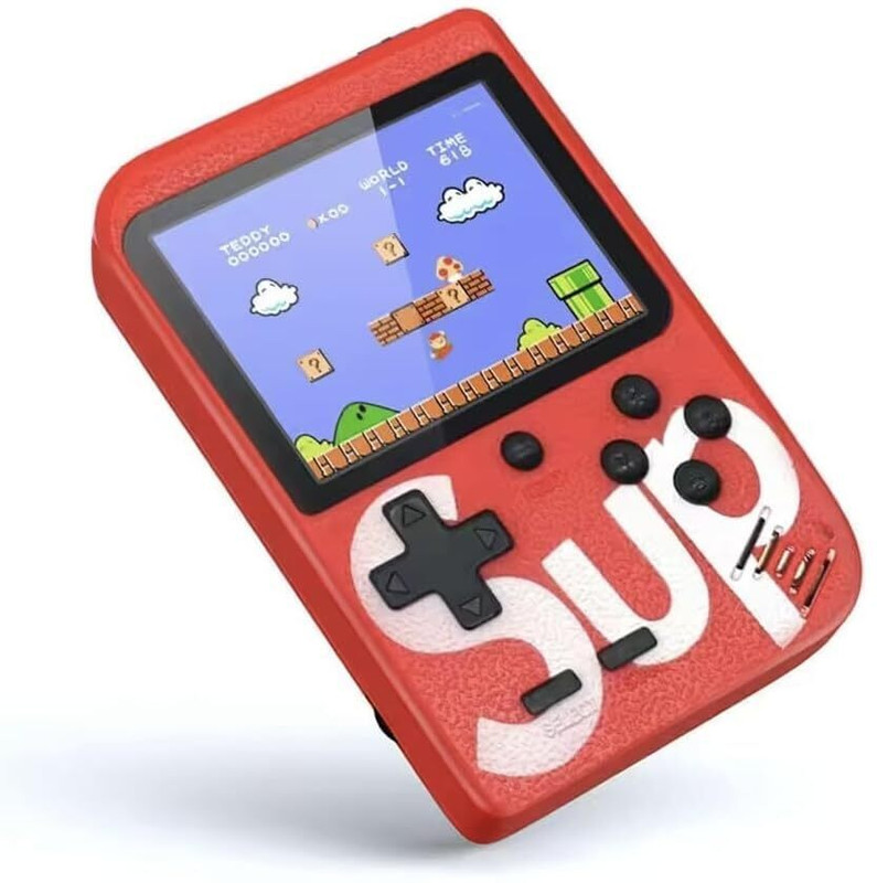 CHG Rechargeable Pocket Video Game for Kids SUP 400 in 1 Retro Game Box za10 4 GB with includes a variety of 400 classic retro games.(Red)