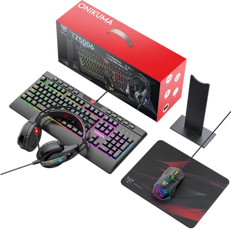 Onikuma 5 IN 1 TZ5006  Gaming Accessory Kit(Black, Red, For PC)