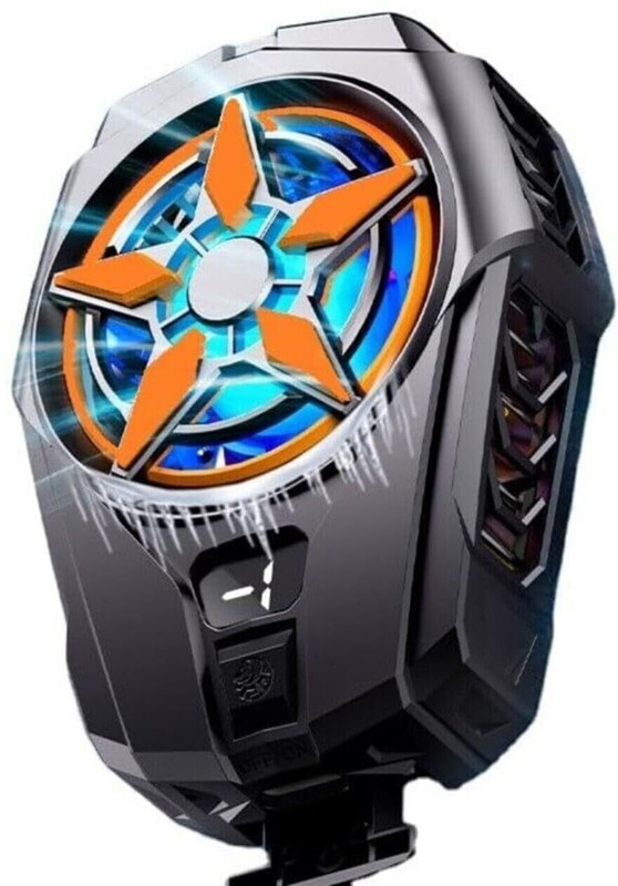 SKOON Mobile Cooling Fan for Gaming Fit All Types Smartphone Radiator with LED Display 1 Fan Ergonomic Cooling Pad with Adjustable Height(Black, Orange)