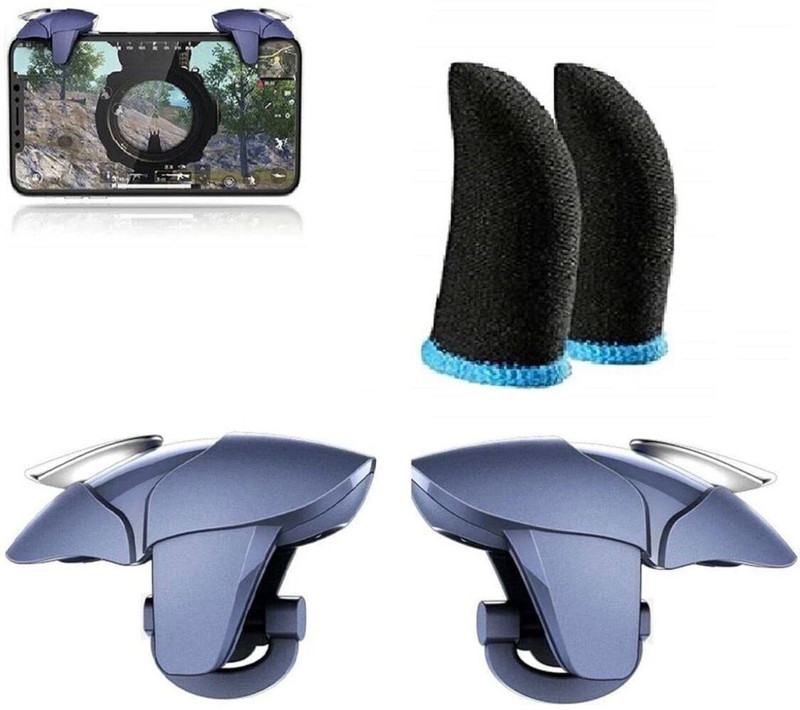 Elacteri Trends Mobile Gaming Trigger with Finger Sleeves Combo  Gaming Accessory Kit(Blue + Black, For Android, iOS)