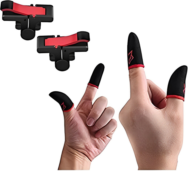 TooHype Shooter Controller Gaming Trigger Fire Free Button for Smart Phone D9 Trigger  Gaming Accessory Kit(Black, Red, For Android, iOS)