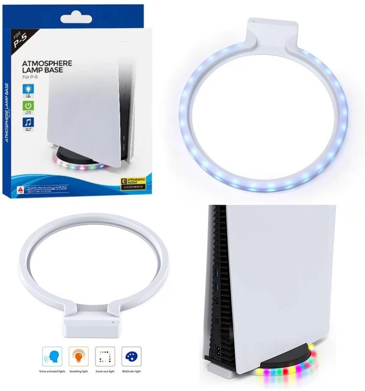 TMG RGB LED Base Light Stand for PS5 Console, Adjustable Console Base Vertical Stand  Gaming Accessory Kit(White, For PS5)