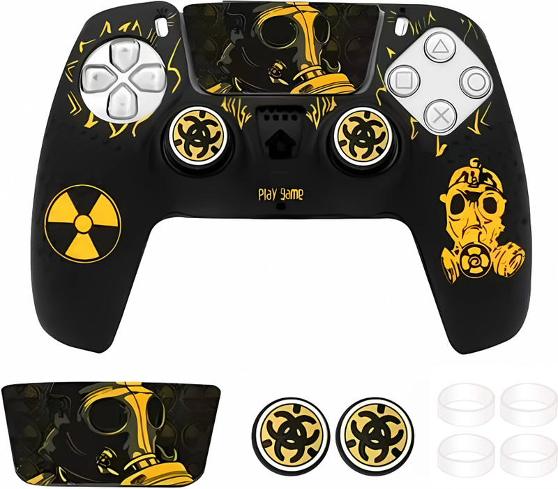 DEADSKULL Black & Yellow Silicone Controller Sleeve with Thumb Grips & Joystick Rings  Gaming Accessory Kit(Black&Yellow, For PS5)