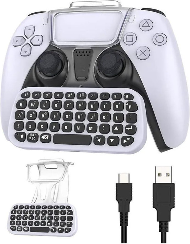 TMG Wireless Keyboard for PS5 Controller, Mini Portable Bluetooth Gamepad Keyboard  Gaming Accessory Kit(White, For PS5)