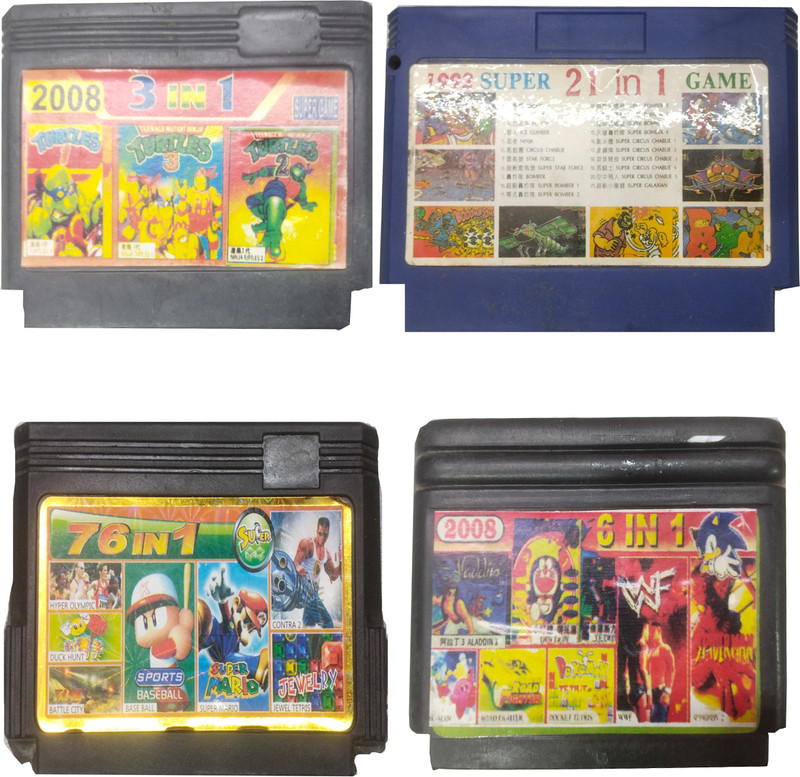 PTCMart 8bit videogame cassette 4- 2008-3in1-1992-21in1-76in1-6in1-2008 OR MORE GAME  Gaming Accessory Kit(Multicolor, For Wii)