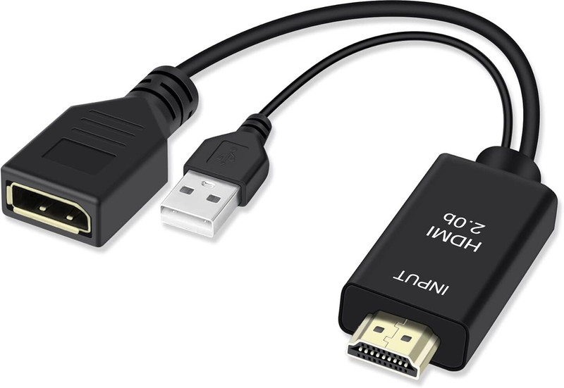 Zeptrox HDMI to DP Converter 4K USB Powered Adapter Gaming Adapter(Black, For PC)