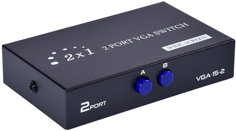 Forida VGA Switch 2 in 1 Out, 2 Port Manual VGA Monitor Sharing Switch with Push Button Gaming Adapter(Black, For PC)