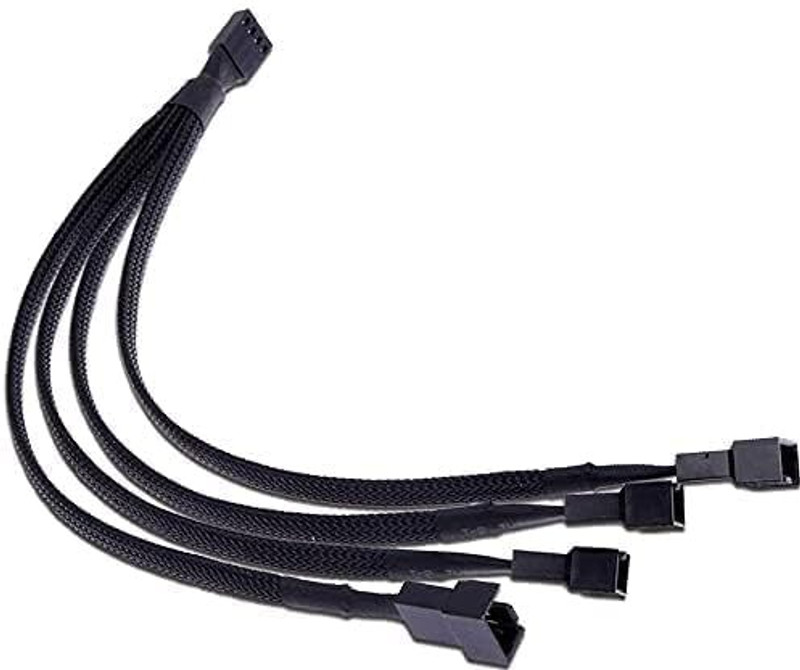 RyzCare 4 Pin PWM Fan Splitter Cable Female to 3/4 Pin Male Adapter Gaming Adapter(Sleeved Splitter (PC Fan Power Extension Cable), For PC)