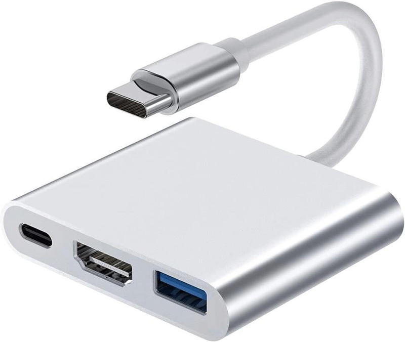 Orionis Type-C To HDTV 3 In 1 Adapter Gaming Adapter(Silver, For Mac OS, Xbox One, PS4)