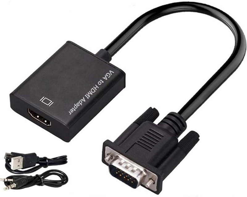 Sancy VGA to HDMI converter with audio and USB power Gaming Adapter(Black, For PC)
