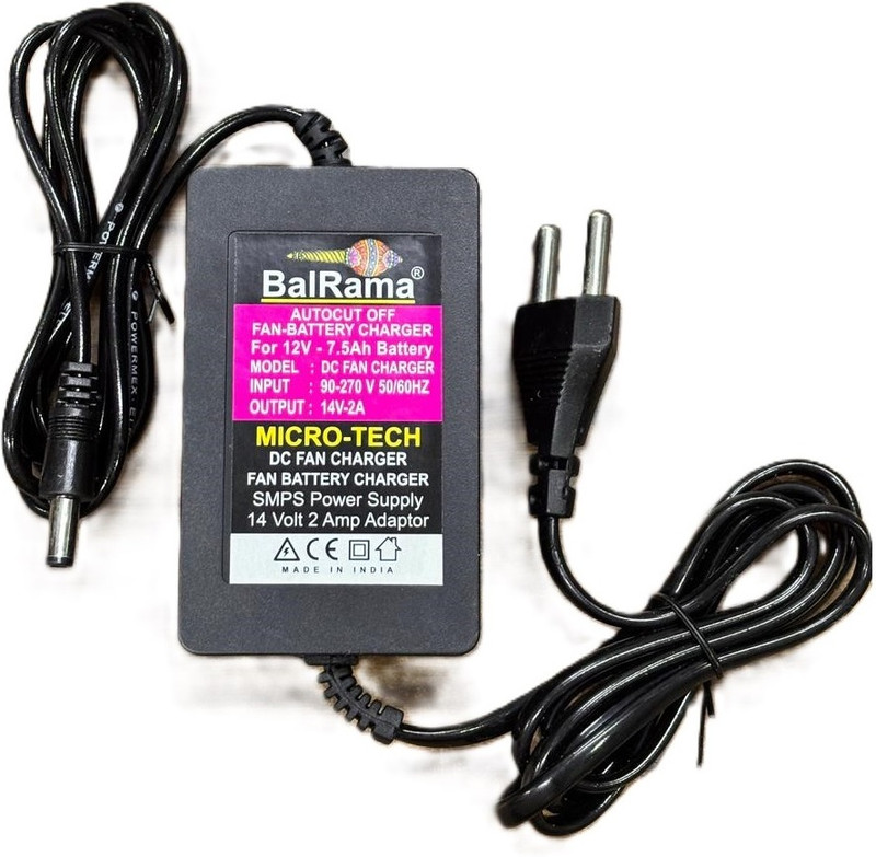 BALRAMA 14V 2A DC Fan Charger AC to DC Power Supply 12 Volt Adaptor UPS Battery Charger Gaming Adapter(Black, For PC)
