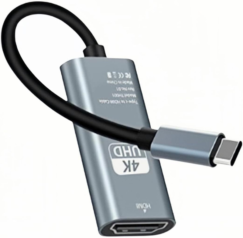 ULTRABYTES USB Type C to HDMI Female HDTV Cable Adapter Gaming Adapter(Grey, For Mac OS, PC)