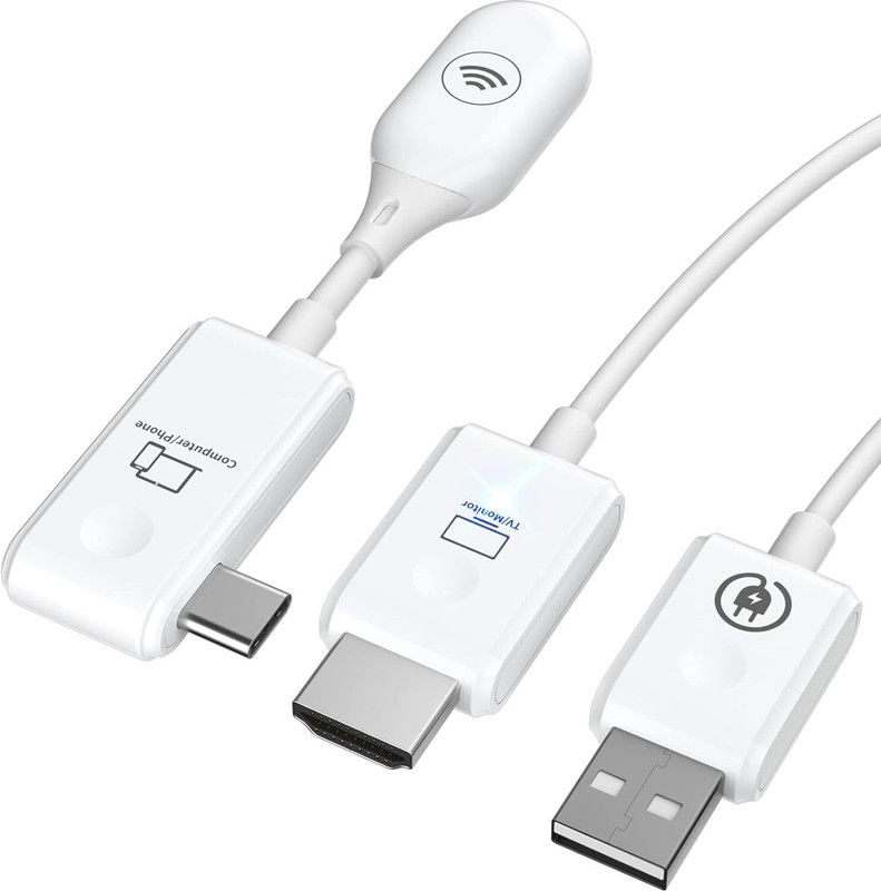 microware HDMI Wireless Extender,Transmitter and Receiver 30m for Full-Featured Type C Gaming Adapter(White, For PC)