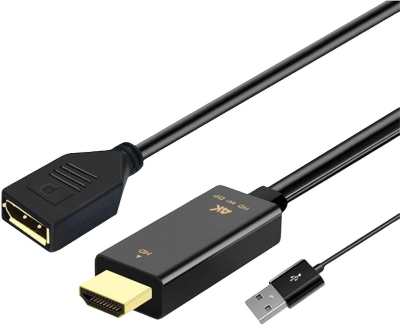Sancy 4K 60Hz HDMI Male to Display Port Male/Female Adapter Cable with USB Power Gaming Adapter(Black, For PC)