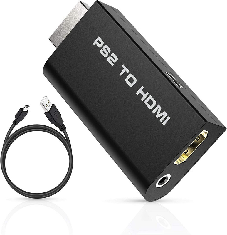 RyzCare PS2 Hdmi Adapter with 3.5mm Audio Output Video Converter for HDTV HDMI Monitor Gaming Adapter(Black, For PS2)
