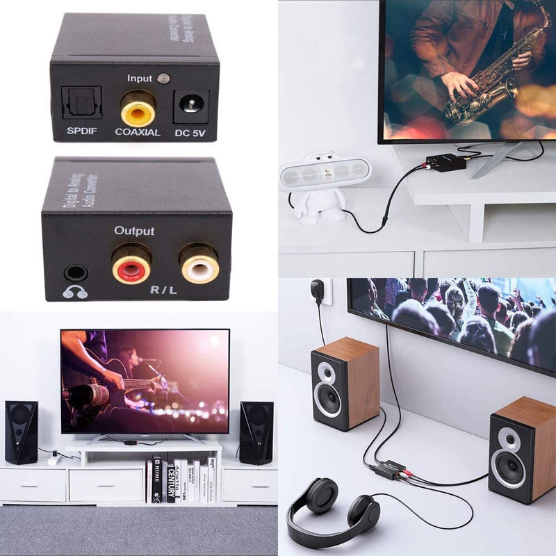 VOOCME  TV-out Cable Digital to Analog Audio Converter SPDIF Optical Coax to Analog RCA 2.1 Stereo..(Black, For Home Theater)