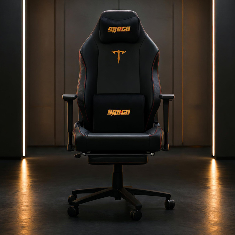 Drogo Ergonomic Gaming Chair with Hybrid Leatherette Fabric, 4D Adjustable Armrest Gaming Chair(Black, Black)