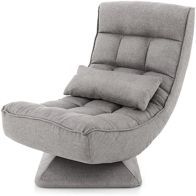 Friends Life Ebern Designs Recliner Chair | Ergonomic Swiveling Floor Game Chair Gaming Chair(Grey)